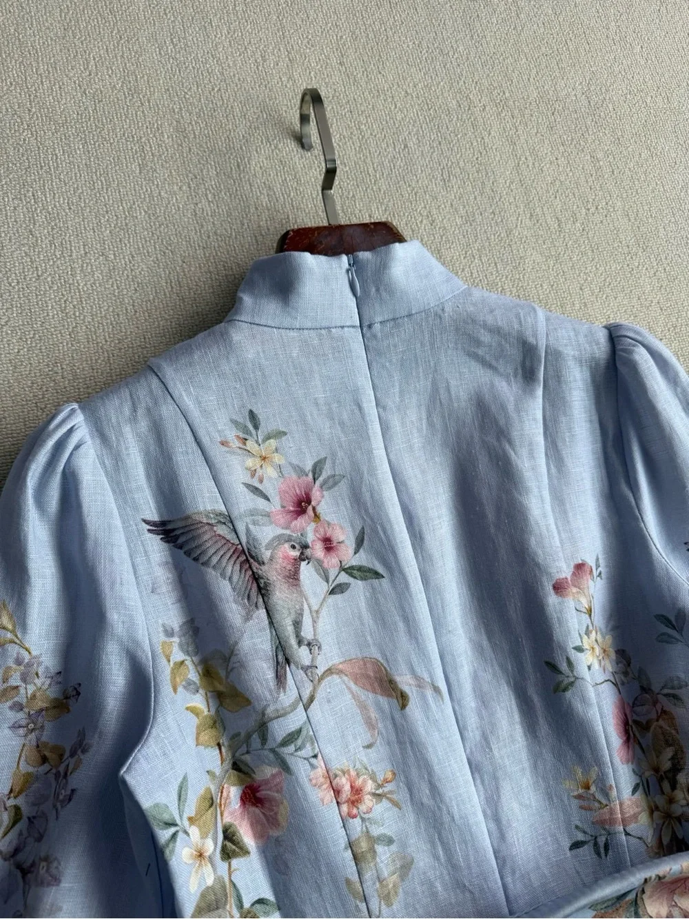 🔥CLEARANCE🔥 NWOT Zimmermann Lavender Floral Linen Mini Dress, Size AU 3 - Picture 12 of 16